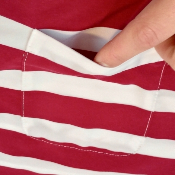 Loft Womens Top Sz M Red White Striped Beachy Summer V Neck Lightweight Office - Picture 9 of 10